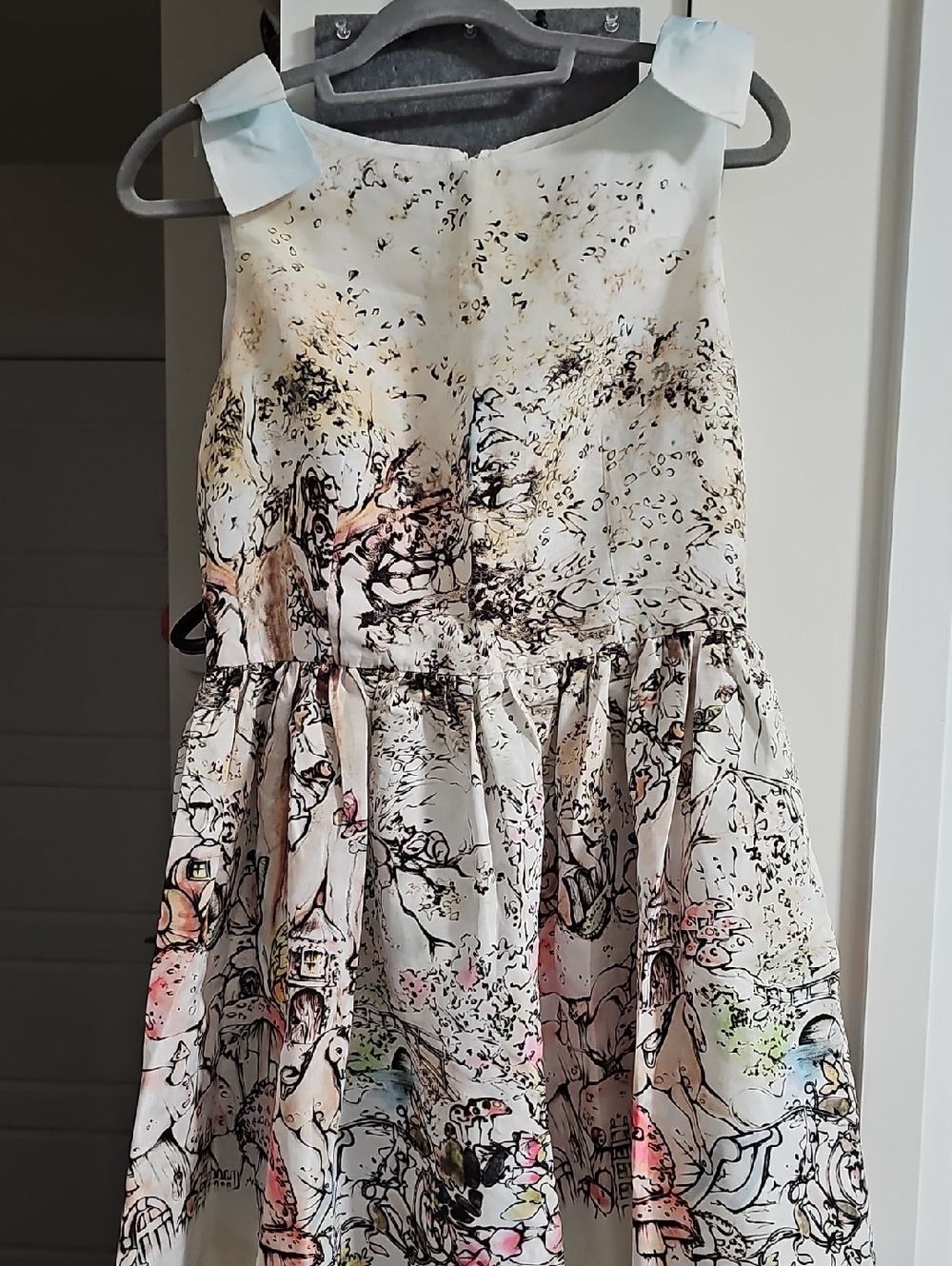 White Floral Print Party Dress